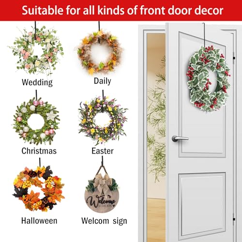 12-Inch White Metal Over the Door Wreath Hanger for Front Door Decor