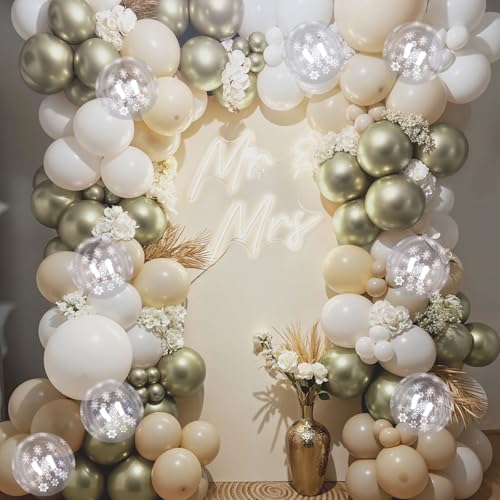 Jobkoo Beige Gold Snowflake Balloon Set Winter Wonderland Party Decorations