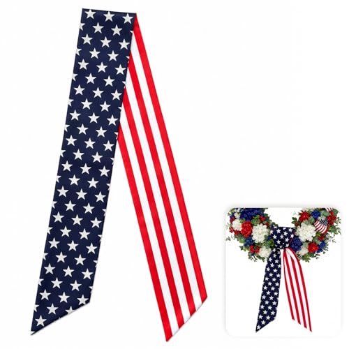 Patriotic Wreath Sash Stars and Stripes Front Door Decor