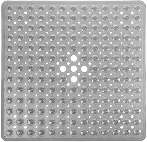 Non-Slip Square Shower Mat 21x21 Inch, Machine Washable Bath Mat with Suction