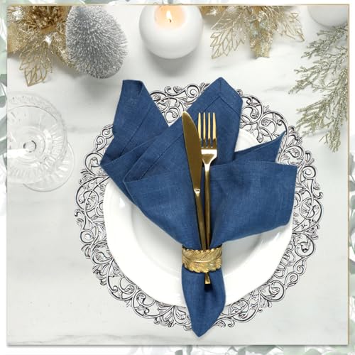 13-Inch Silver Charger Plates Set (12) Design B – Elegant Plastic Placemats for Dinner Tables