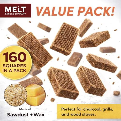 Fire Starter Squares 160 Pack Water Resistant Odorless Wood Charcoal