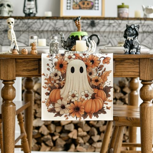 Artoid Mode 13x120 Inch Halloween Table Runner Beige Home Party Decor