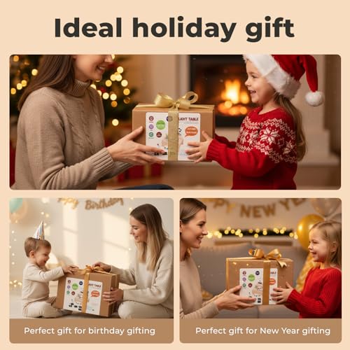 Wooden Kids Light Table with Sand Box, Tracing Light Box & Art Tools