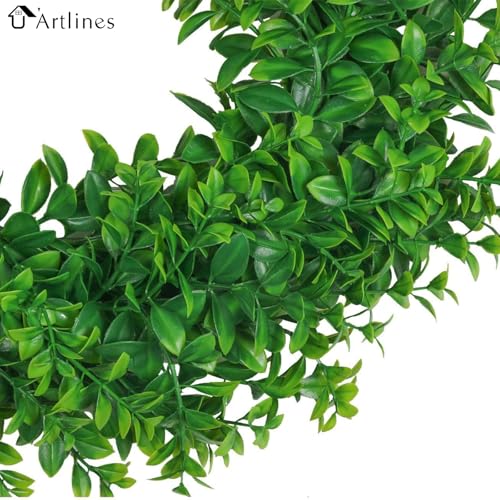 17-Inch Artificial Boxwood Wreath for Front Door, Spring & Summer Decor