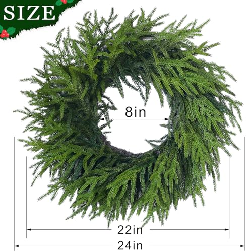 24-Inch Artificial Norfolk Pine Christmas Wreath for Front Door