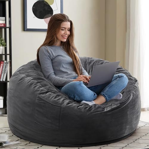 4FT Memory Foam Bean Bag Chair - Large Washable Dutch Velvet Lounger