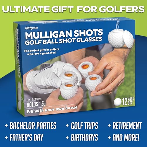 Golf Shot Glasses Set - 12 Golf Ball-Shaped Liquor Flasks with Lids, Funny Gift for Golfers