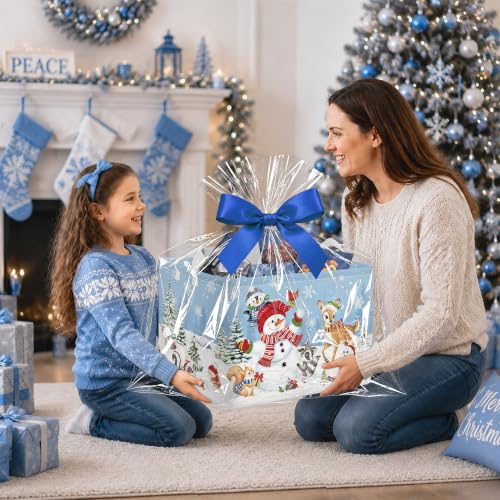 HUUMONSS Forest Animals Christmas Snowflake Baby Storage Basket 36L - Winter Pine Trees & Snowman Organizer for Toy Clothes & More