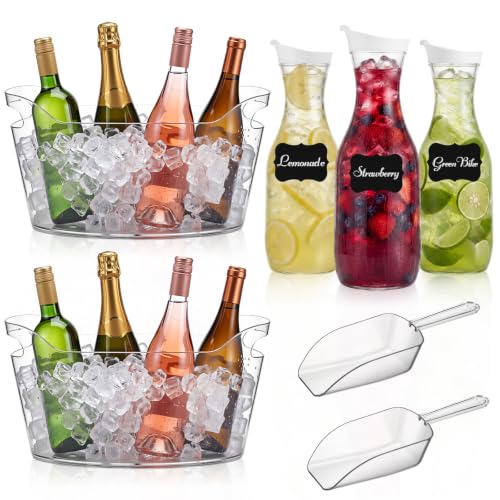 Meekoo 9-Piece Mimosa Bar Set with 6.5L Ice Buckets & Carafes for Parties