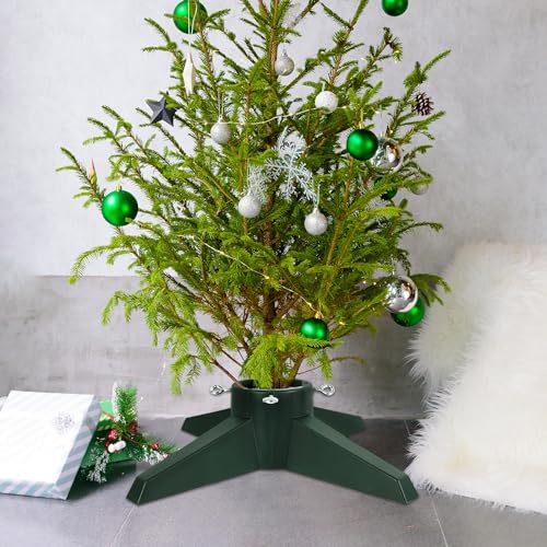 FORUP Green Christmas Tree Stand for Up to 8 Feet Trees - Heavy Duty, Water Reservoir, Easy Assembly