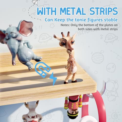 Magnetic Wooden Wall Shelf for Audio Figure Organizer and Charging Station
