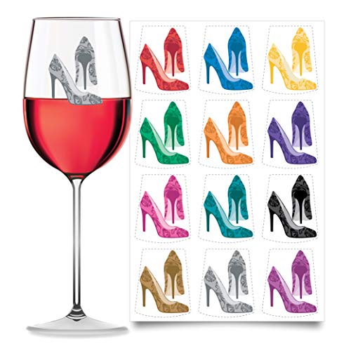 High Heels Wine Glass Decal Drink Markers - Set of 12 Reusable Static Clings