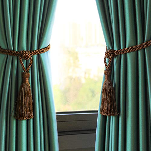 4-Pack Handmade Tassel Curtain Tiebacks - Elegant Rope Holdbacks (Coffee)