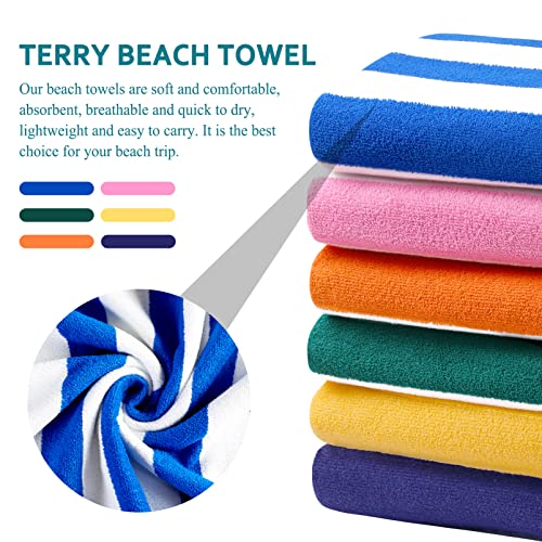 Genovega Oversized Striped Beach Towels 6-Pack - 72x40 XL Microfiber Set