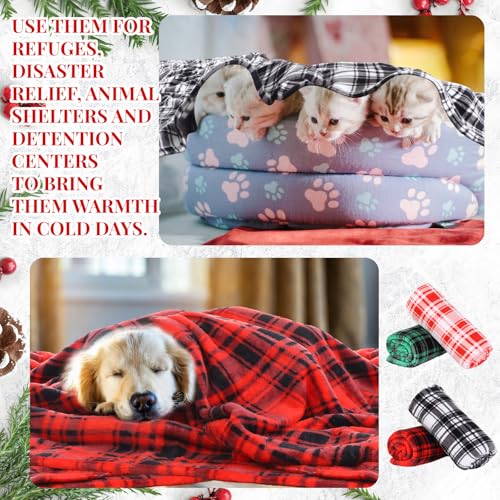 32 Pack Christmas Buffalo Plaid Throw Blankets 60x50 Inches Cozy Flannel Holiday Decor