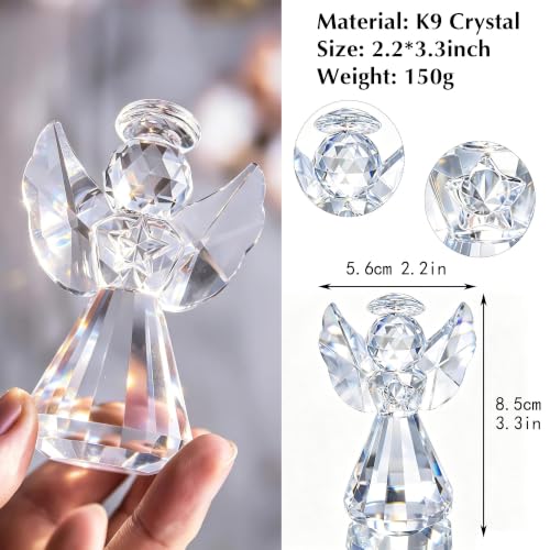 Clear 3'' Crystal Guardian Angel Figurine Gift for Women Christmas Decoration