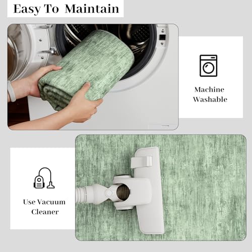 Green 6x9 Modern Abstract Area Rug - Non-Slip, Stain-Resistant, Machine Washable