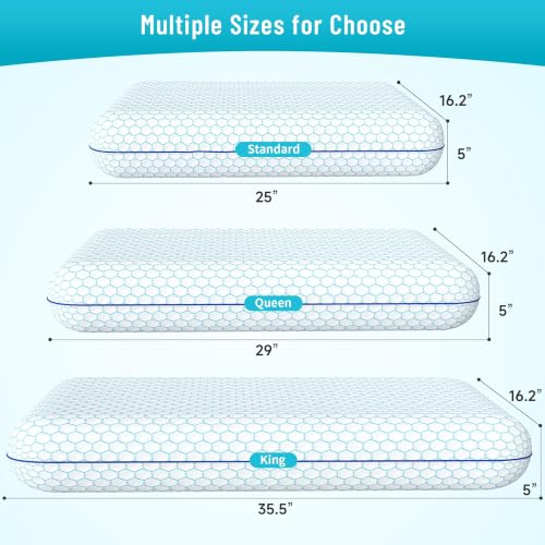 Memory Foam Bed Pillows for Sleeping - 2-Pack, Ergonomic & Machine Washable