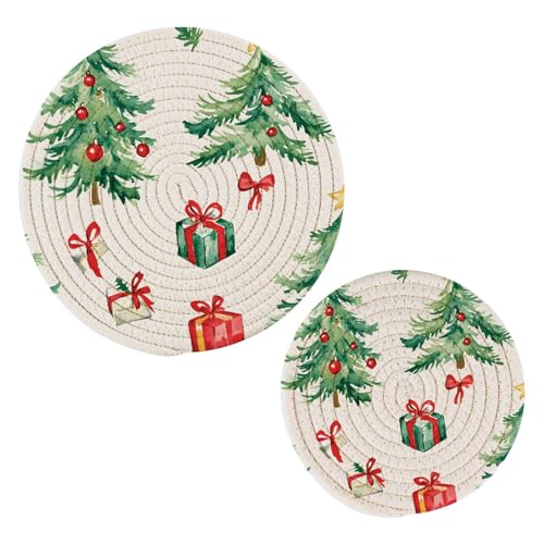 YETTASBIN Round Cotton Trivets 2-Piece Set, Heat-Resistant Pot Holders 7.09/9.45in