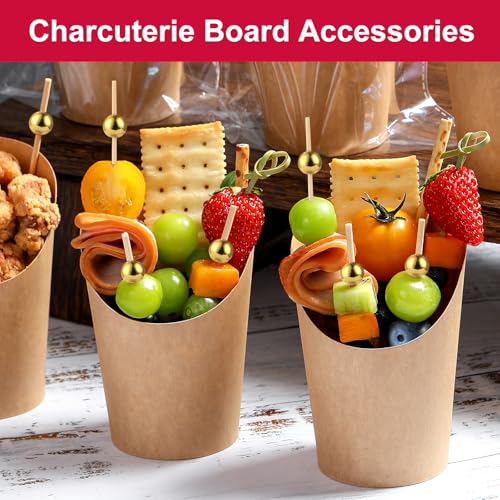 200 Pcs Cocktail Picks - 4.7 Inch Bamboo Appetizer Skewers with Gold Ball