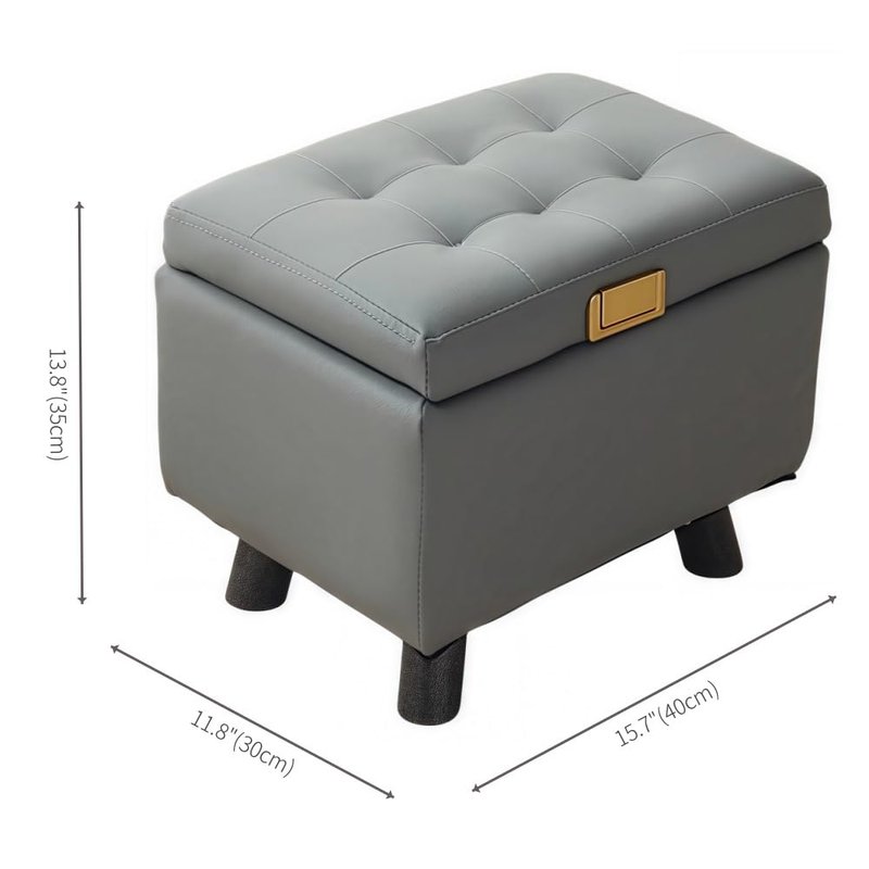 PTSZNGS Square Ottoman with Storage, Padded Shoe Bench with Lift Off Lid, Bedroom Footstool with Thick Wooden Legs for Living Room, Bedroom, Entryway(Gray)