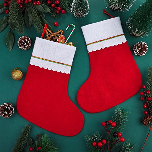 ANVAVO 24 Pack Christmas Stockings 15 Inch Red Felt Holiday Stockings with Hanging Ropes