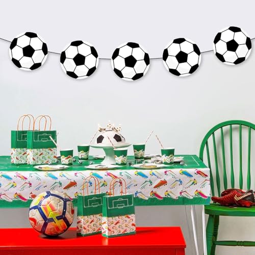 18 Pcs Soccer Ball Paper Cutouts, 7-Inch Double-Sided Sports Party Decor