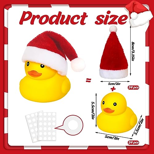 Liliful Christmas Mini Rubber Ducks with Hat 48 Pcs – Santa Hat Ducks 24 Yellow / 24 Red (24 / Santa Hat variant)