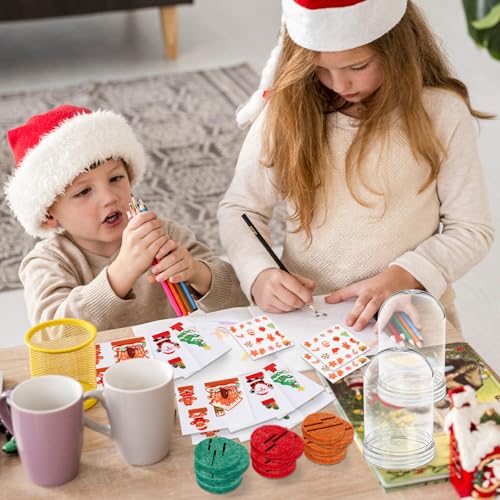 JarThenaAMCS Christmas Snow Globe Craft Kit - 12 Sets DIY Holiday Decorations with Santa, Snowman & Gingerbread Men - Xmas Party Home Activities