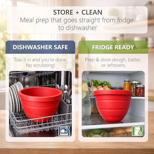 Silicone Bowl Liners for 5-Qt Stand Mixers, 3-Piece Set with Lids