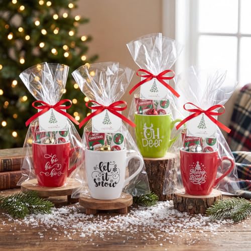 Potchen 4-Piece Holiday Greetings Mug Gift Set - Christmas Ceramic Mugs