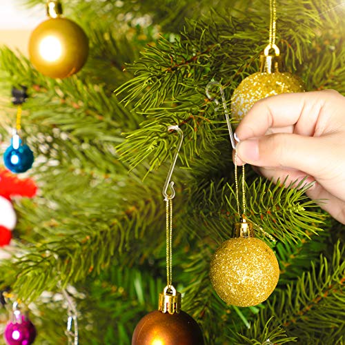 Transparent Christmas Tree Ornament Hooks - 100 Pack Plastic Hangers