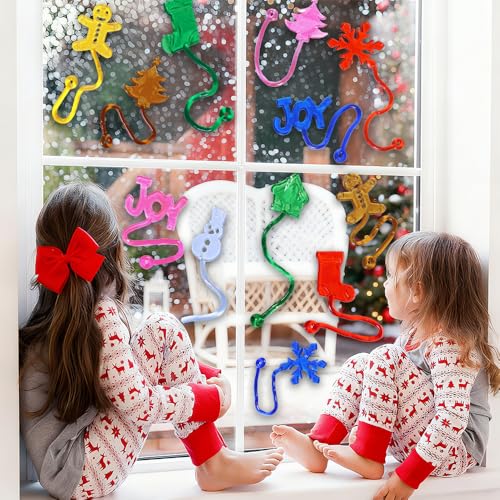 JOICEE 56Pcs Christmas Sticky Hands Toys – 8 Designs Stress Toys for Kids