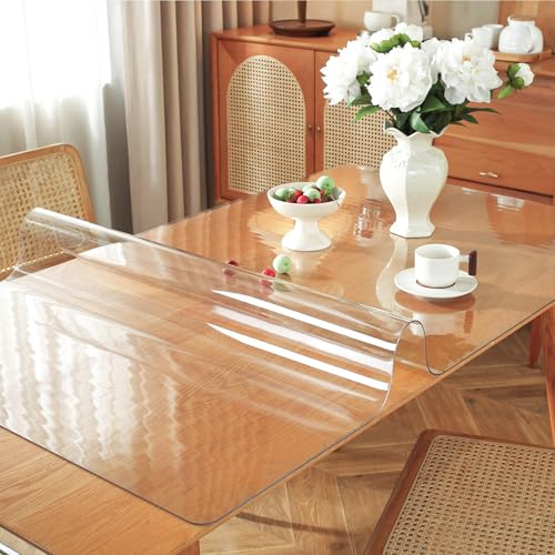1.5mm Thick Clear Vinyl Table Protector - 36 x 60 Inch Waterproof Cover