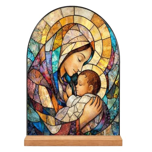 Blessed Mother Mary Statue Acrylic Tabletop Decor for Home Altar