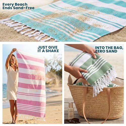 4-Pack Oversized Turkish Beach Towels, 100% Cotton, 40 x 72 Inch