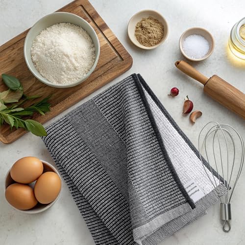 Large Cotton Kitchen Towels, 18" x 28" - 6 Pack, Absorbent Dish Towels