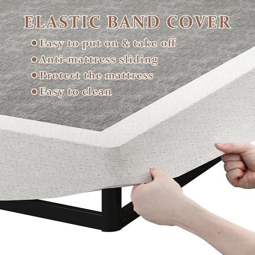Queen Size 5-Inch Low Profile Metal Box Spring with Washable Fabric Cover