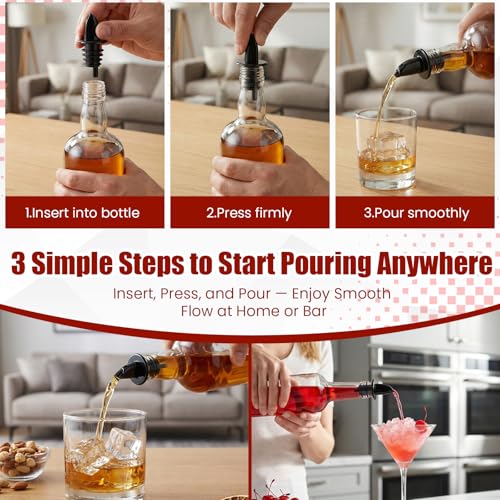 12-Piece Universal Bottle Pour Spout Set with Dust Caps for Liquor and Oil
