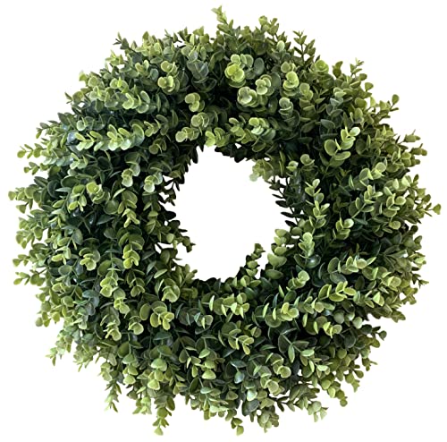 20-Inch Artificial Boxwood Wreath for Front Door, Indoor and Outdoor Decor