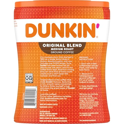 Dunkin' Original Blend Medium Roast Ground Coffee 30 Oz Canister
