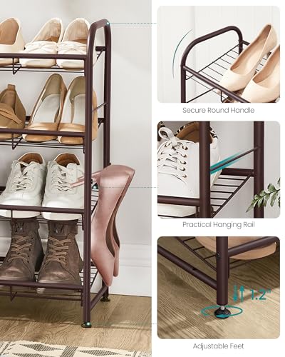 4-Tier Stackable Metal Shoe Rack Organizer with Adjustable Shelves - Bronze