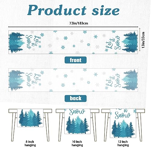 Christmas Snowflake Table Runner 72x13 Inches for Holiday Decor