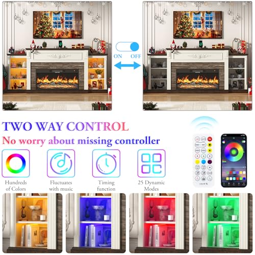 85-Inch Electric Fireplace TV Stand with Mantel and LED Lights