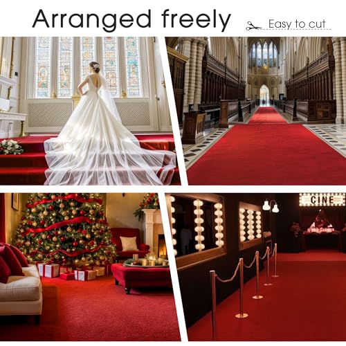 Red Carpet Runner for Events 2.6ft x 15ft - Non-Woven Fabric Party Decor