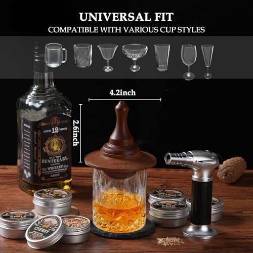 Dark Brown Whiskey Smoker Kit with Torch - Cocktail & Bourbon Gift Set