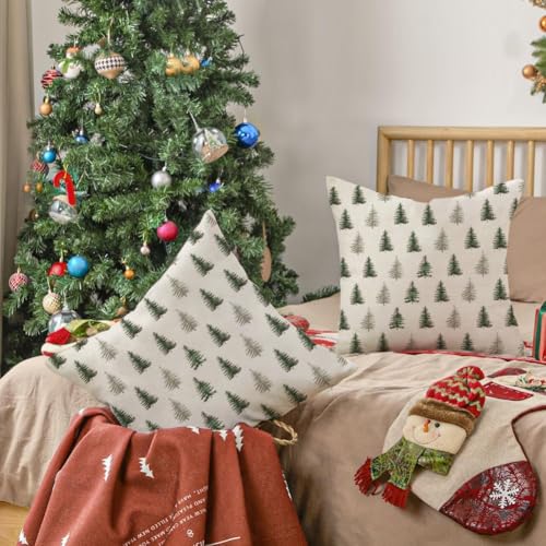 RABUSOFA Green Christmas Tree Pillow Covers 20x20in Set of 2 - 100% Polyester