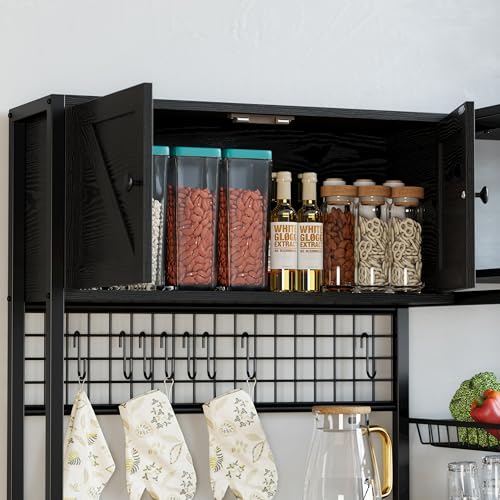 45-Inch Kitchen Bakers Rack with Power Outlet, Coffee Bar and Storage Cabinets