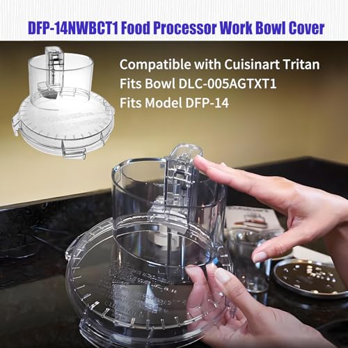 14-Cup Food Processor Replacement Work Bowl Lid, 4-Tab Locking Clear Cover
